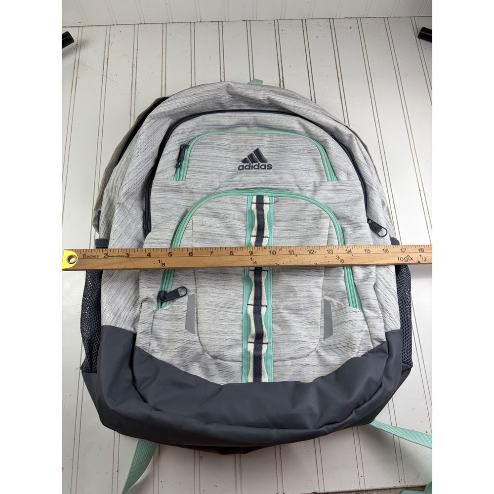 Adidas Gray Prime Multi-Pocket School Travel Multi Compartment Backpack Unisex - Picture 8 of 12